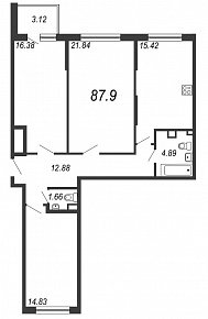 Inkeri, III кв. 2021, 3 комнаты, 87.90 м2