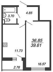 Полюстрово, IV кв. 2020, 1 комната, 36.85 м2