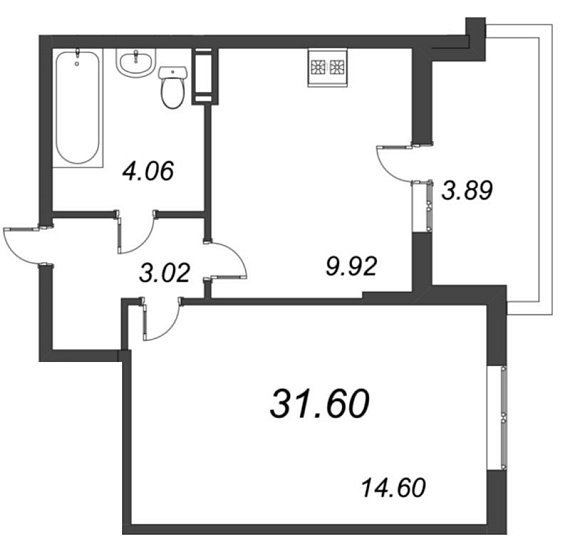 Полис на Комендантском, IV кв. 2021, 1 комната, 31.60 м2