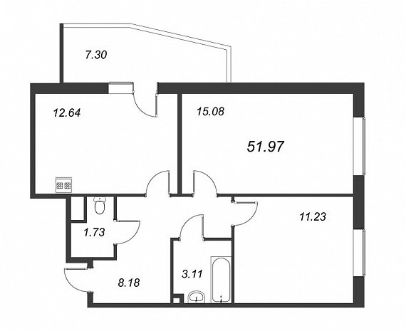 Новоорловский, III кв. 2022, 2 комнаты, 51.97 м2