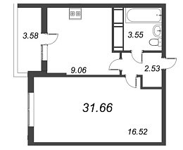 Полис на Комендантском, IV кв. 2021, 1 комната, 31.66 м2