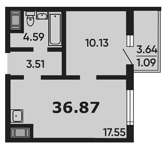 Звездный дуэт, IV кв. 2020, 1 комната, 36.87 м2
