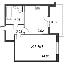 Полис на Комендантском, IV кв. 2021, 1 комната, 31.60 м2