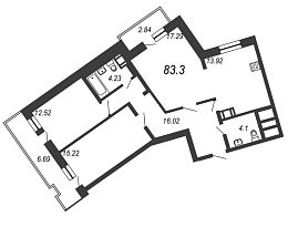 Приморский квартал, III кв. 2021, 3 комнаты, 83.30 м2