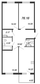 Юттери, III кв. 2021, 3 комнаты, 76.16 м2
