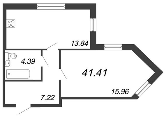 Ювента, II кв. 2021, 1 комната, 41.41 м2