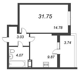 Полис на Комендантском, IV кв. 2021, 1 комната, 31.75 м2