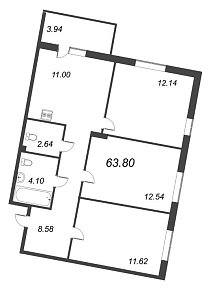 ID Murino, IV кв. 2020, 3 комнаты, 63.80 м2
