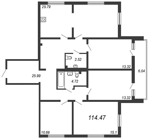 Шуваловский, IV кв. 2020, 4 комнаты, 115.10 м2
