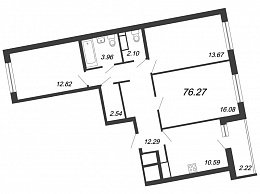 ID Murino, IV кв. 2021, 3 комнаты, 76.27 м2