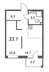 Inkeri, III кв. 2022, 1 комната, 33.10 м2