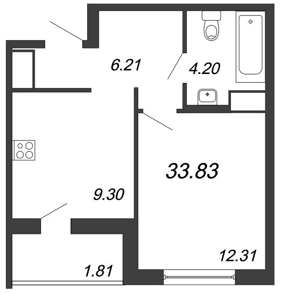 ID Murino, IV кв. 2021, 1 комната, 33.83 м2