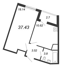 All Inclusive, II кв. 2021, 1 комната, 37.37 м2