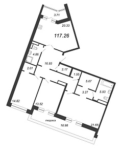 Ariosto, III кв. 2021, 3 комнаты, 117.26 м2
