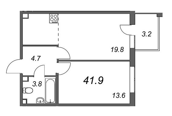 Inkeri, III кв. 2022, 1 комната, 41.90 м2
