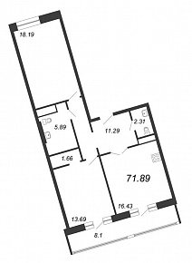 Ariosto, III кв. 2021, 2 комнаты, 71.89 м2
