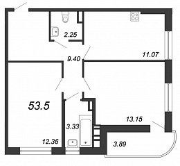 Энфилд, IV кв. 2020, 2 комнаты, 53.50 м2
