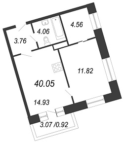 Ariosto, IV кв. 2020, 1 комната, 40.05 м2
