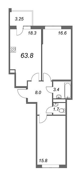 Inkeri, III кв. 2022, 2 комнаты, 63.80 м2