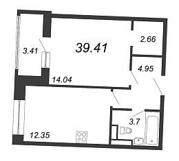 Ariosto, III кв. 2021, 1 комната, 39.41 м2