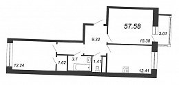 Ariosto, III кв. 2021, 2 комнаты, 57.58 м2
