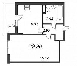 Полис на Комендантском, IV кв. 2021, 1 комната, 29.96 м2