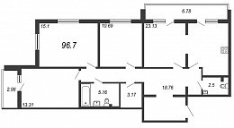 Шуваловский, IV кв. 2020, 3 комнаты, 96.90 м2