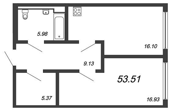 Valo, III кв. 2022, 1 комната, 52.76 м2