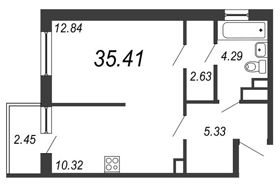 Inkeri, III кв. 2021, 1 комната, 35.41 м2