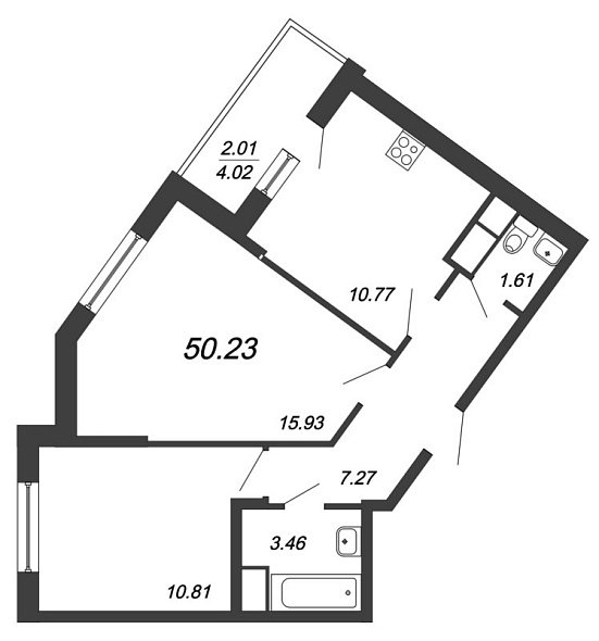 Полис на Комендантском, IV кв. 2021, 2 комнаты, 50.23 м2