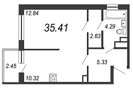 Inkeri, III кв. 2021, 1 комната, 35.41 м2