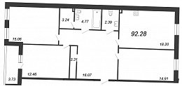 Ariosto, III кв. 2021, 3 комнаты, 92.28 м2