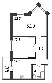 Жемчужный Каскад, IV кв. 2020, 2 комнаты, 63.30 м2
