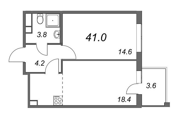 Inkeri, III кв. 2022, 1 комната, 41.00 м2