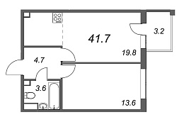 Inkeri, III кв. 2022, 1 комната, 41.70 м2