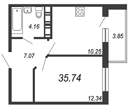 IQ Гатчина, IV кв. 2020, 1 комната, 35.74 м2