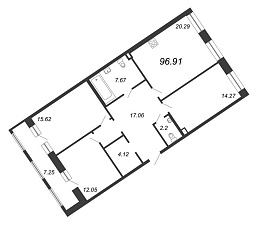 Ariosto, III кв. 2021, 3 комнаты, 96.91 м2