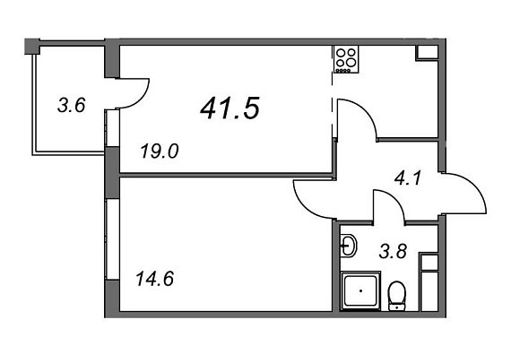 Inkeri, III кв. 2022, 1 комната, 41.50 м2