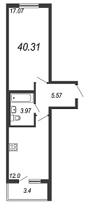 Новое Сертолово, IV кв. 2021, 1 комната, 40.31 м2