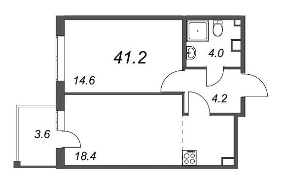 Inkeri, III кв. 2022, 1 комната, 41.20 м2