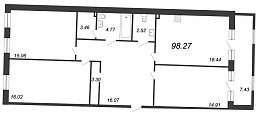 Ariosto, III кв. 2021, 3 комнаты, 98.27 м2