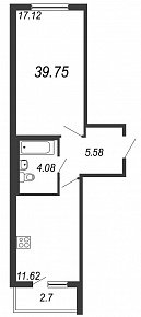 Новое Сертолово, IV кв. 2021, 1 комната, 39.75 м2