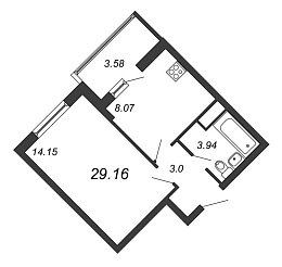 Полис на Комендантском, IV кв. 2021, 1 комната, 29.16 м2