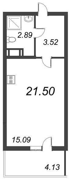 Полис на Комендантском, IV кв. 2021, Студия, 21.50 м2