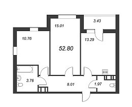 Северный, IV кв. 2022, 2 комнаты, 52.80 м2