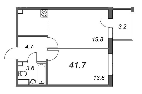 Inkeri, III кв. 2022, 1 комната, 41.70 м2