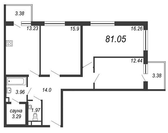 Inkeri, III кв. 2021, 3 комнаты, 81.05 м2
