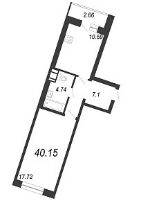 Приморский квартал, III кв. 2021, 1 комната, 40.15 м2