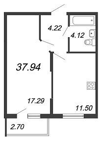 Новое Сертолово, IV кв. 2021, 1 комната, 37.94 м2