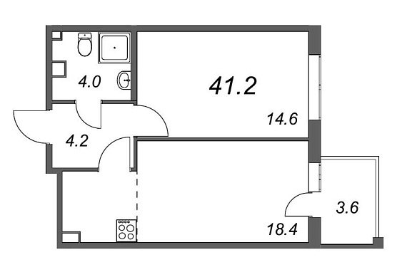 Inkeri, III кв. 2022, 1 комната, 41.20 м2